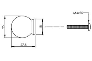 foto van product Meubelknop bolrond achterplaat Ø 25 mm RVS Intersteel