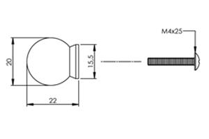 foto van product Meubelknop bolrond achterplaat Ø 20 mm RVS Intersteel