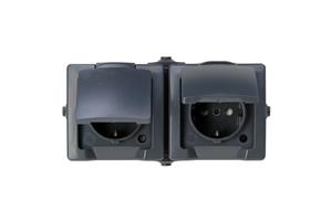 foto van product Wandcontactdoos 2v horizontaal IP44  Kopp diverse kleuren