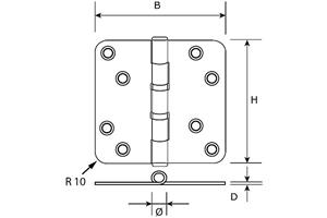 foto van product Kogellagerscharnier rond zwart  RVS DX