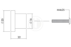 foto van product Meubelknop plat RVS geborsteld Ø 25 mm Intersteel
