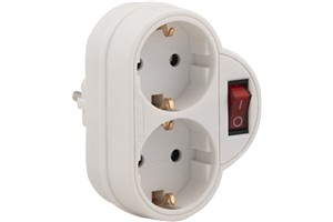 foto van product Verdeelstekker 2 voudig randaarde verticaal met schakelaar