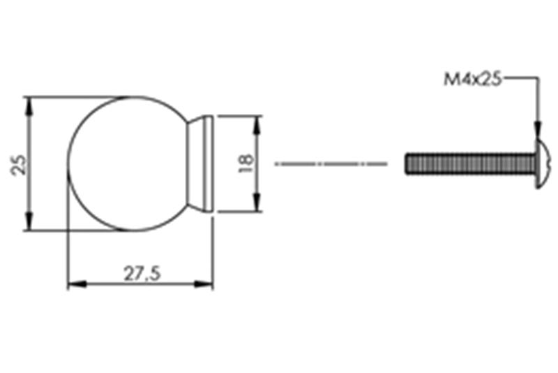 foto van product Meubelknop bolrond achterplaat Ø 25 mm RVS Intersteel