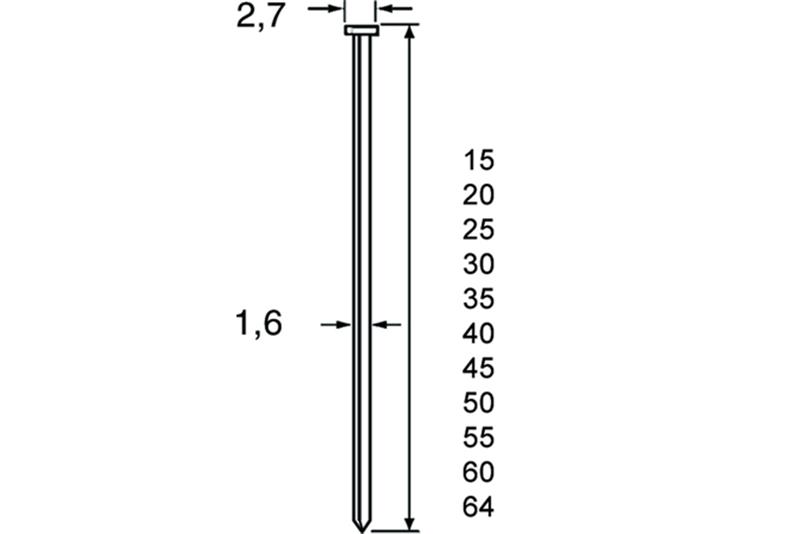 foto van product Brads D kop draaddikte 1,6 mm Dutack