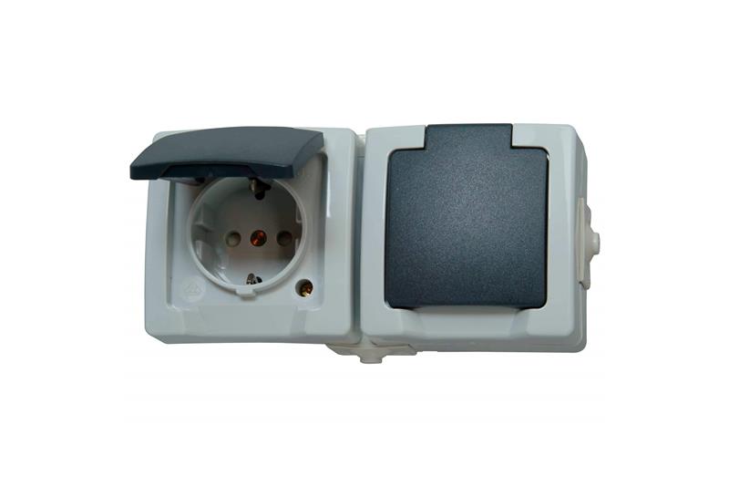 foto van product Wandcontactdoos 2v horizontaal IP44  Kopp diverse kleuren