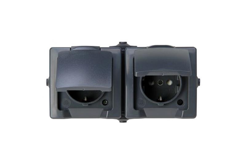 foto van product Wandcontactdoos 2v horizontaal IP44  Kopp diverse kleuren