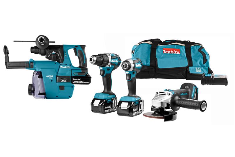 foto van product 18 V Combiset  boor-, schroef- en slijpwerk DLX4103W Makita