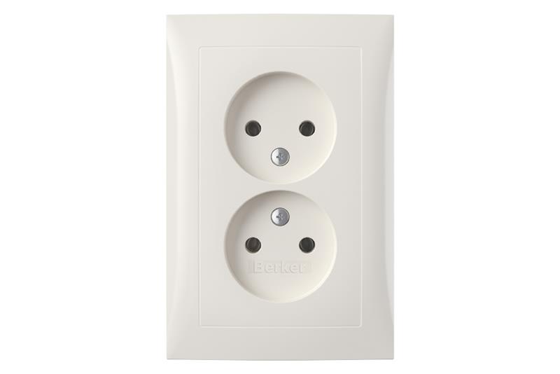 foto van product Wandcontactdoos inbouw  2-voudig wit S1 Berker