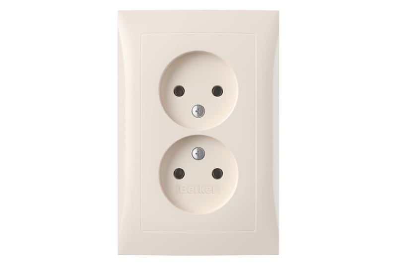 foto van product Wandcontactdoos inbouw 2-voudig crème S1 serie Berker