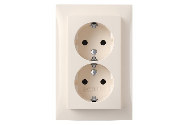 foto van product Wandcontactdoos inbouw 2-voudig randaarde S1 serie Berker