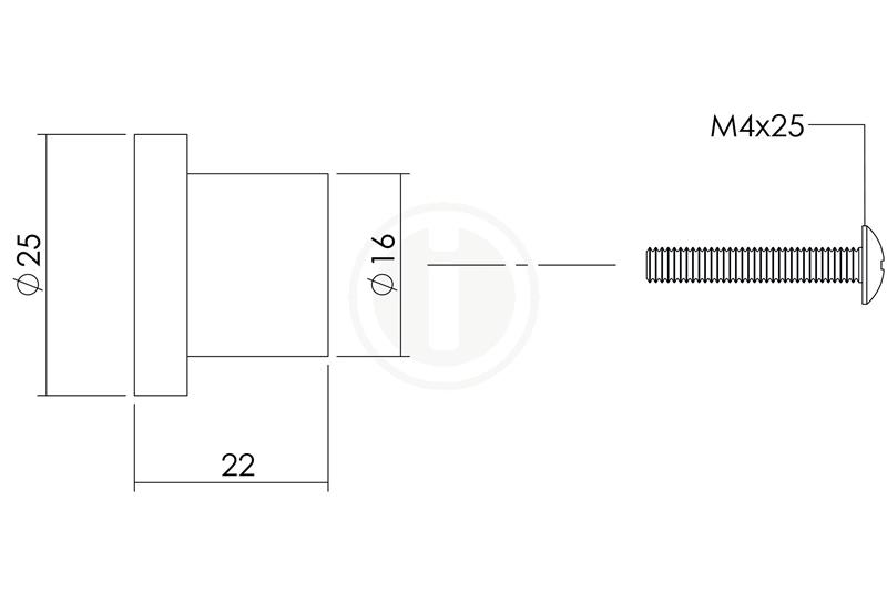 foto van product Meubelknop plat RVS geborsteld Ø 25 mm Intersteel