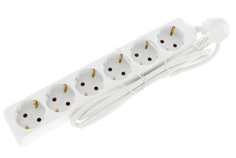 foto van product Tafelstopcontact zesvoudig geaard met snoer wit 1,5 meter