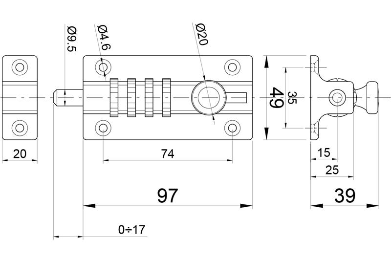 foto van product Schuifgrendel met cijferslot zwart Dulimex