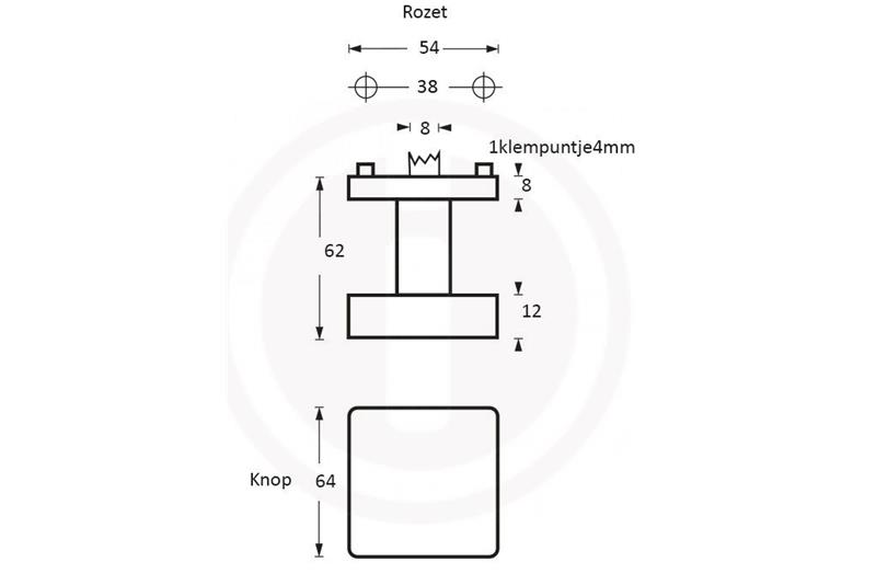 foto van product Voordeurknop vierkant RVS  Intersteel